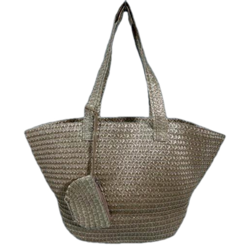 Straw Woven Tote bag with‎ Attached Change Purse